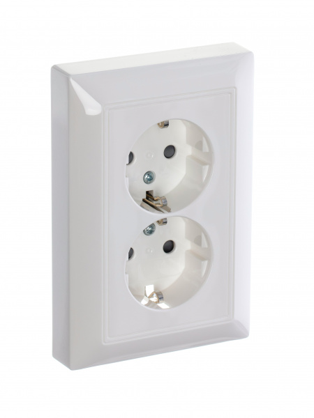 ABB BJB Basic 55 Бел Розетка 2-ая с/з моноблок, с защитными шторками