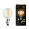 Лампа светодиодная филаментная Gauss E14 9W 2700К прозрачная 105801109