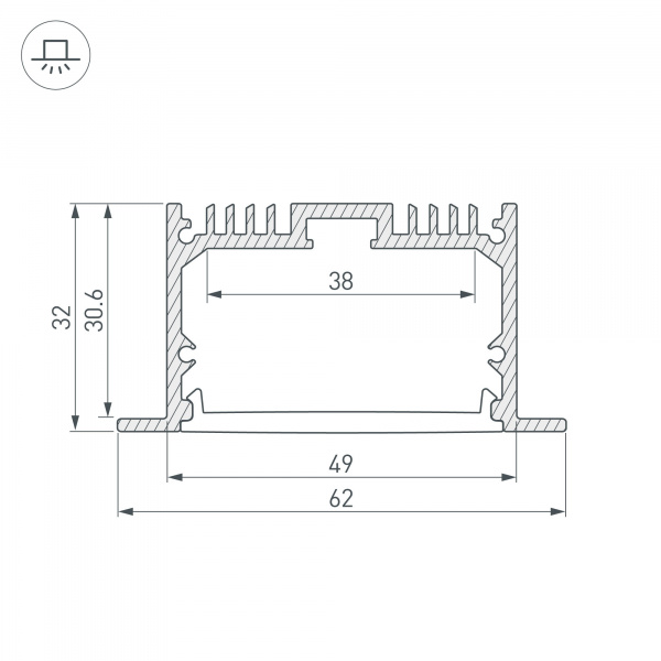 Профиль с рассеивателем Arlight SL-LINIA62-F-2500 WHITE+OPAL 021374