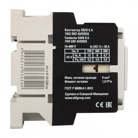 EKF  AVERES Контактор КМЭ 9А 1NC 230В АС