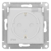 SE AtlasDesign Aqua Бел Розетка с/з  со шторками с крышкой, 16А, IP44, механизм