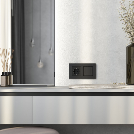 Рамка из поликарбоната на 2 поста Slab черный софт W0022908