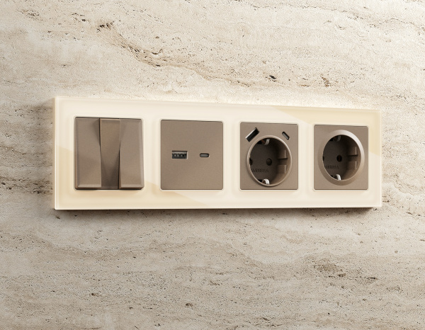 Рамка ALFA Platos (Бежевый Стекло органическое) 1-ая AF330301