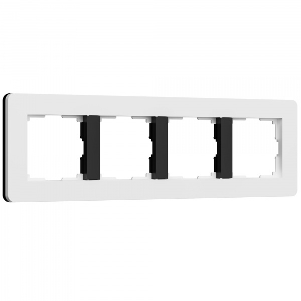 Рамка из поликарбоната на 4 поста Split белый/черный, soft-touch W0043068