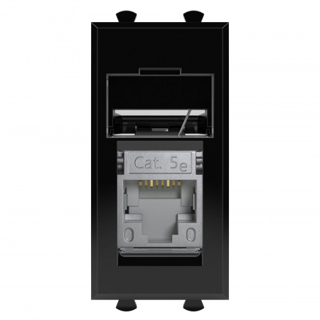 DKC Avanti Черный квадрат Компьютерная розетка RJ-45  категория 5е экранированная 1 модуль