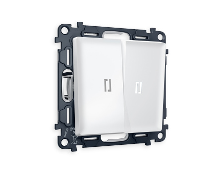 Комплект механизма 2-клавишного выключателя с подсветкой 5600K ALFA MA124015 Белый матовый QUANT