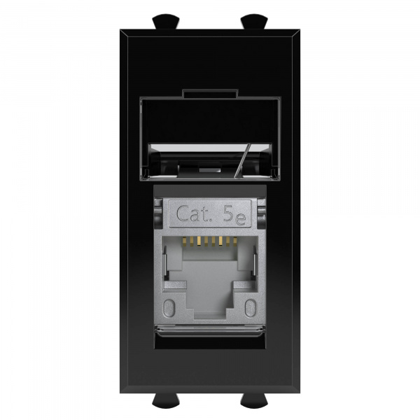 DKC Avanti Черный квадрат Компьютерная розетка RJ-45  категория 5е экранированная 1 модуль