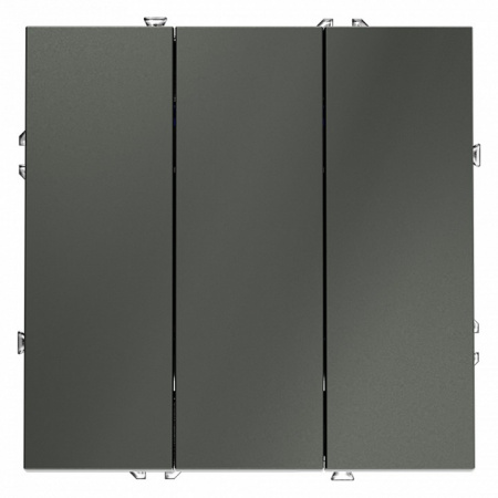 Выключатель встраиваемый VOLTUM S70 трехклавишный 10А, (титан)