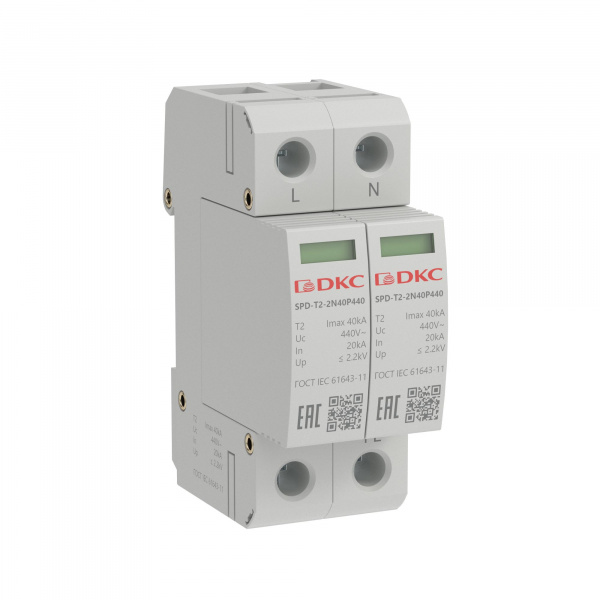 DKC УЗИП, тип 2, 2 полюса, Imax 40kA, со сменным модулем, Un 440V