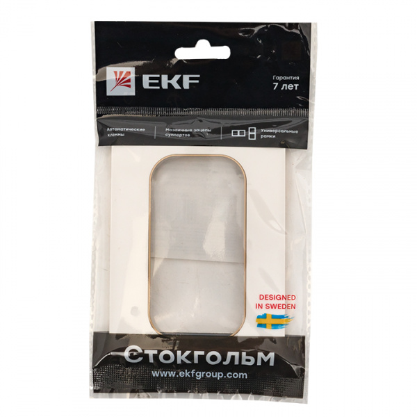 EKF PROxima Стокгольм Белый Линия шампань Рамка для розетки 2-ой