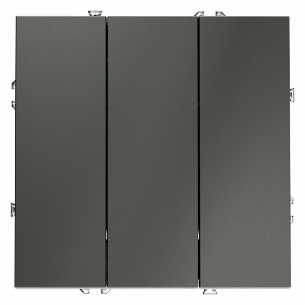 Выключатель встраиваемый VOLTUM S70 трехклавишный 10А, (титан)