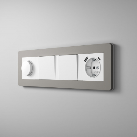 Рамка из поликарбоната на 4 поста Split дымчатый/белый, soft-touch W0043067