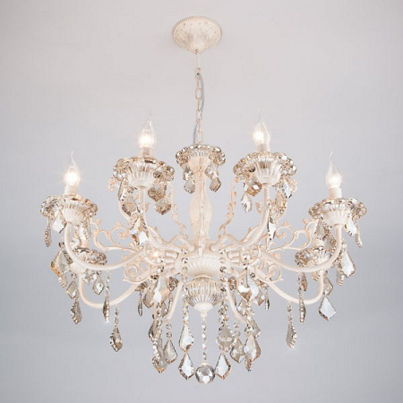 Люстра с хрусталем 3281/8 белый с золотом Eurosvet Elisha