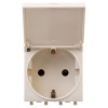 DKC Avanti Ванильная дымка Розетка с крышкой 2P+E со шторками 2 модуля