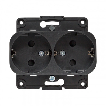 EKF PROxima Стокгольм Черный Розетка 2-ая с/з, со шторками, 16А