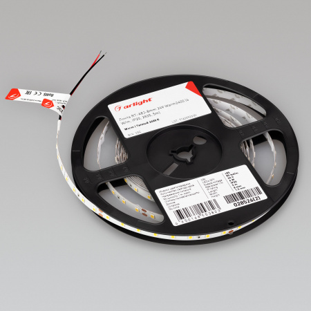Arlight Лента RT-A80-8mm 24V Warm2400 (6 W/m, IP20, 2835, 5m) (высок.эфф.150 лм/Вт)