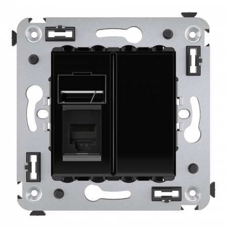 DKC Avanti Черный квадрат Розетка телефонная одинарная