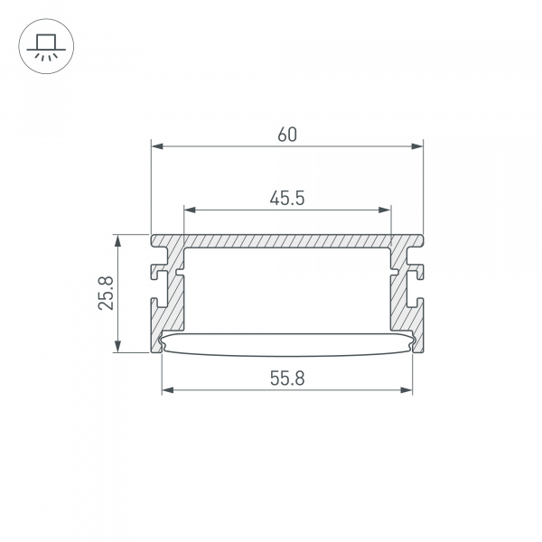 Профиль FLOOR60-H26-3000 ANOD BLACK (Arlight, Алюминий)