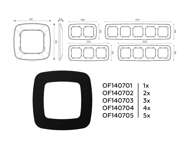 Рамка OMEGA Ecta (Черный матовый) 5-ая OF140705