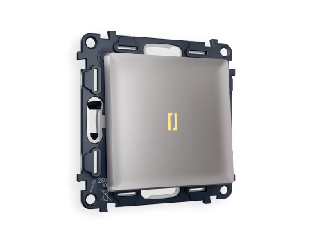 Комплект механизма 1-клавишного проходного выключателя с подсветкой 3200K ALFA MA502030 Сталь матовый QUANT