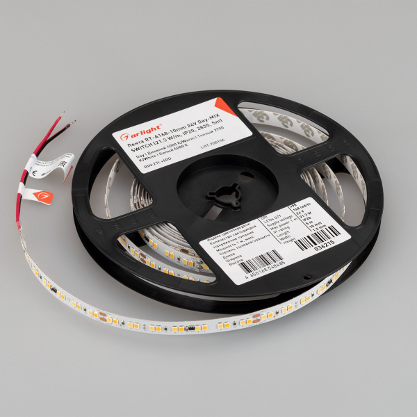 Arlight Лента RT-A168-10mm 24V Day-MIX SWITCH (21.3 W/m, IP20, 2835, 5m) (изм.ЦТ вкл-выкл)