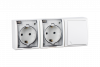 Simon 15 Aqua Белый Блок: Розетка 2-ая, 2P+E Schuko 16А 250В + выключатель проходной 10А 250В, IP54