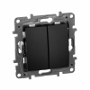 Legrand Etika Антрацит Выключатель 2-клавишный, авт.клеммы, 10 AX, 250 В