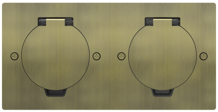 Лючок Surface 4 мод. (2 мод. 45х45 мм.), круглая крышка, античная латунь, IP44