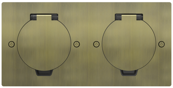 Лючок Surface 4 мод. (2 мод. 45х45 мм.), круглая крышка, античная латунь, IP44