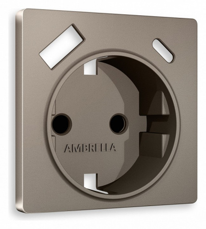 Лицевая панель ALFA (Темная бронза матовый) для электрической розетки с заземлением со шторками 2USB A+A QUANT AP6390