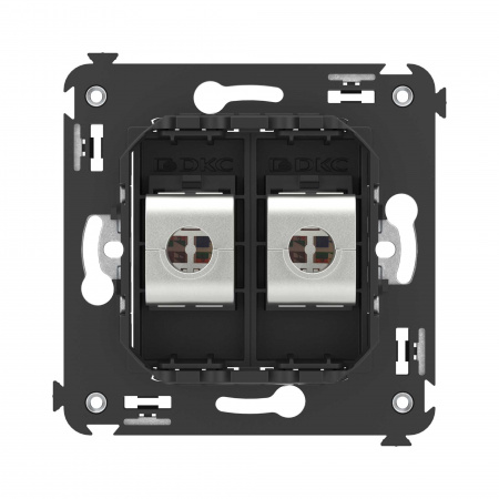 DKC Avanti Компьютерная розетка RJ-45 без шторки в стену, кат.5e двойная экранированная, Черный матовый
