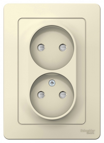 SE Blanca внутр Молочная Розетка 2-ая б/з со шторками, 16А, 250В