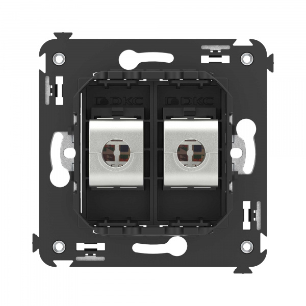 DKC Avanti Компьютерная розетка RJ-45 без шторки в стену, кат.5e двойная экранированная, Черный матовый