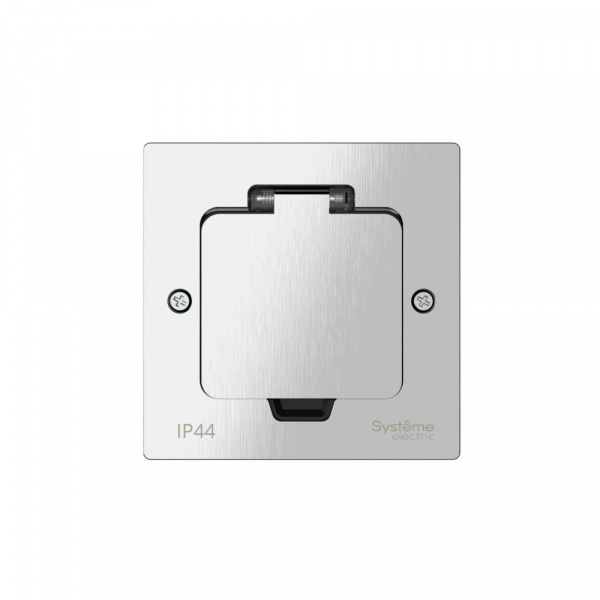 Systeme Electric MultiDesk Серебро Лючок на 2 модуля IP44 с монтажной коробкой для стены, фальшпола, стола, тип MDK20 Systeme Electric MultiDesk Серебро Лючок на 2 модуля IP44 с монтажной коробкой для стены, фальшпола, стола, тип MDK20