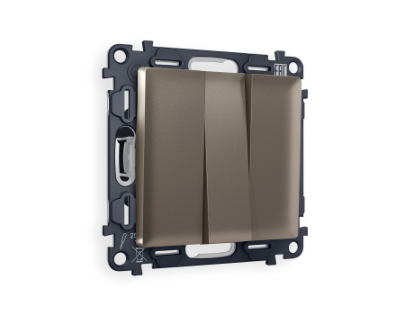 Комплект механизма 3-клавишного выключателя ALFA MA635010 Темная бронза матовый QUANT