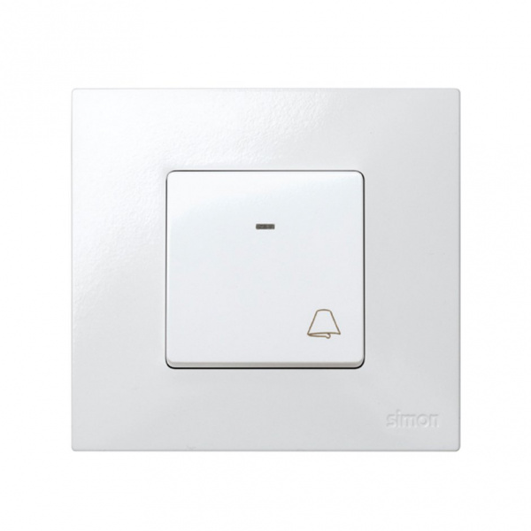 Simon 27 Мех Белая Кнопка клавишная "звонок" с подсветкой, 10А 250В