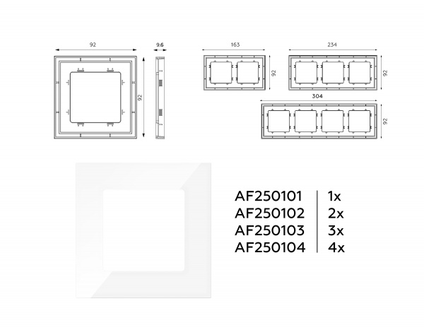 Рамка ALFA Qubi (Белый глянец) 1-ая AF250101