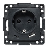 EKF Стокгольм Механизм Розетки 1-местной с/з, USB A+C 16А винтовые клеммы черный с защ. штор.