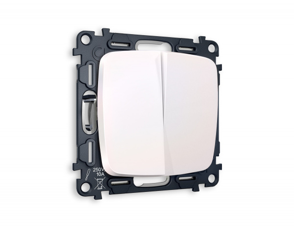 Комплект механизма 2-клавишного проходного выключателя OMEGA MO203020 Жемчуг QUANT