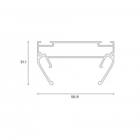 Закладной профиль под шинопровод для натяжного потолка Skylite HSBL_0192, 220В-2м, чёрный