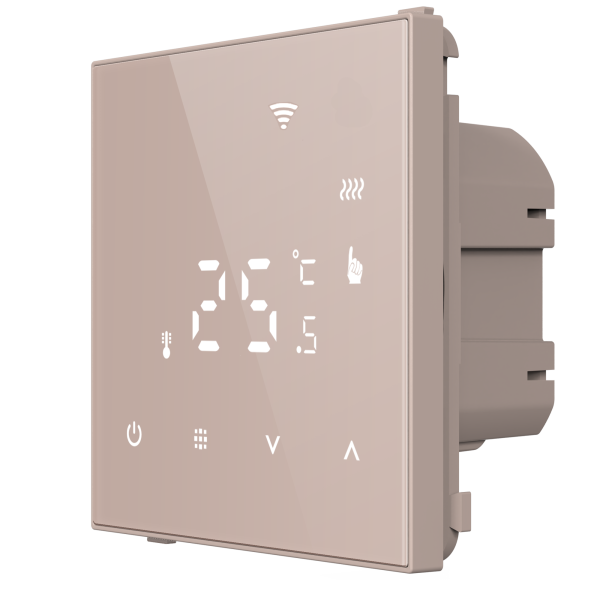 Donel Термостат с датчиком пола с Wi-Fi, программируемый через приложение , 16 A, 70*70 мм. стекло кашемир, серия DTEF
