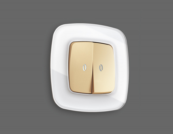 Лицевая панель OMEGA (Шампань) для 2-клавишных выключателей с подсветкой QUANT OP6040