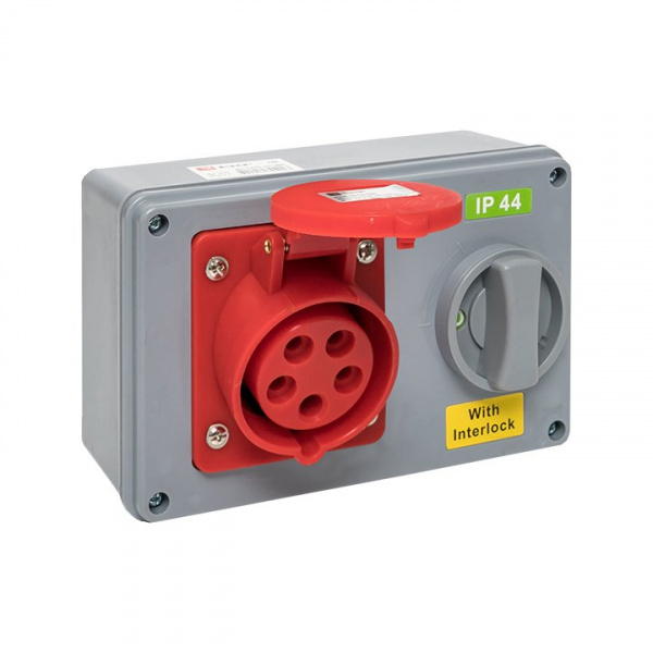 EKF Розетка с блокировкой и выключателем 1415 3Р+РЕ+N 16А 380В IP44