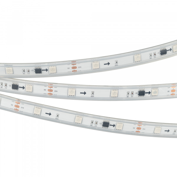 Светодиодная влагозащищенная лента Arlight 7,2W/m 30LED/m 5060SMD разноцветная 5M SPI-P-B30-12mm 12V RGB-PX3 026370(3)