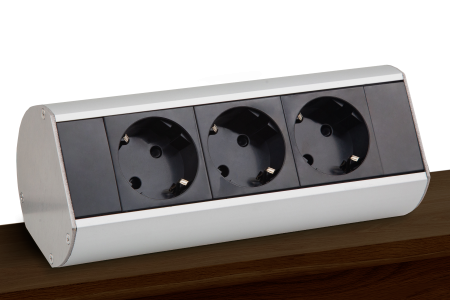 Donel Настольный розеточный блок Ovaledesign в сборе: 3х220V, кабель 3м с вилкой, DDSBCNU6O-3PSANC3M