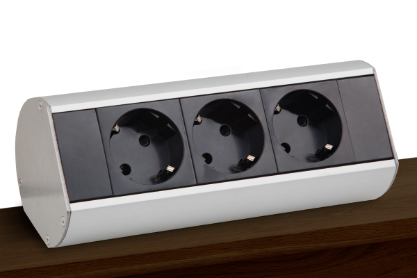 Donel Настольный розеточный блок Ovaledesign в сборе: 3х220V, кабель 3м с вилкой, DDSBCNU6O-3PSANC3M