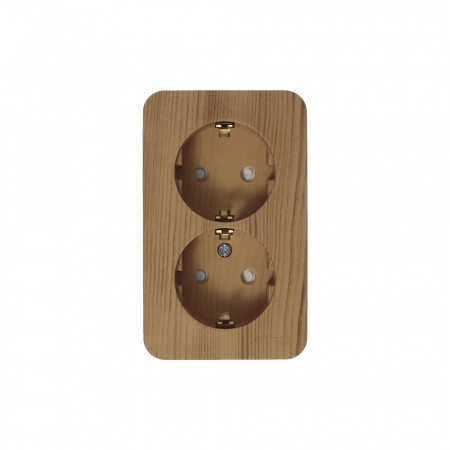 SE Blanca наруж Ясень Розетка 2-ая с/з со шторками 16А, 250В, изолир. пластина