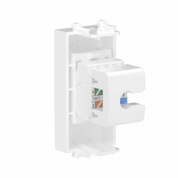 DKC Телефонная розетка RJ-12 без шторки модульная, "Avanti", "Белое облако", 1 модуль