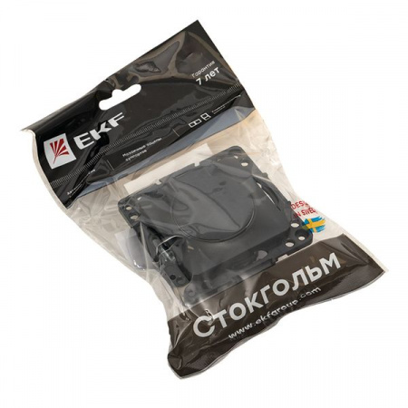 EKF PROxima Стокгольм Черный Розетка с/з, со шторками и крышкой, 16А, IP44