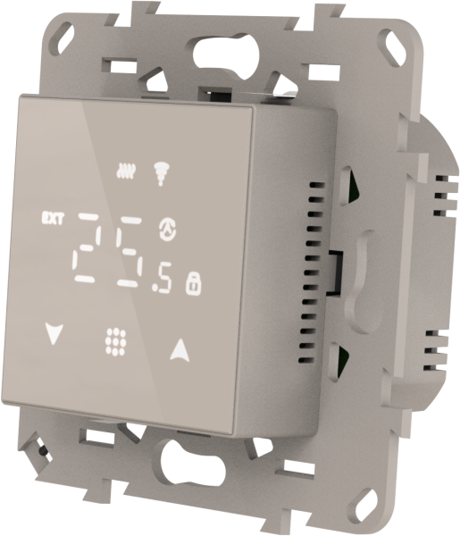 Donel Термостат с датчиком пола и воздуха, 16 A, 45*45 мм., стекло кашемир, серия DTEF